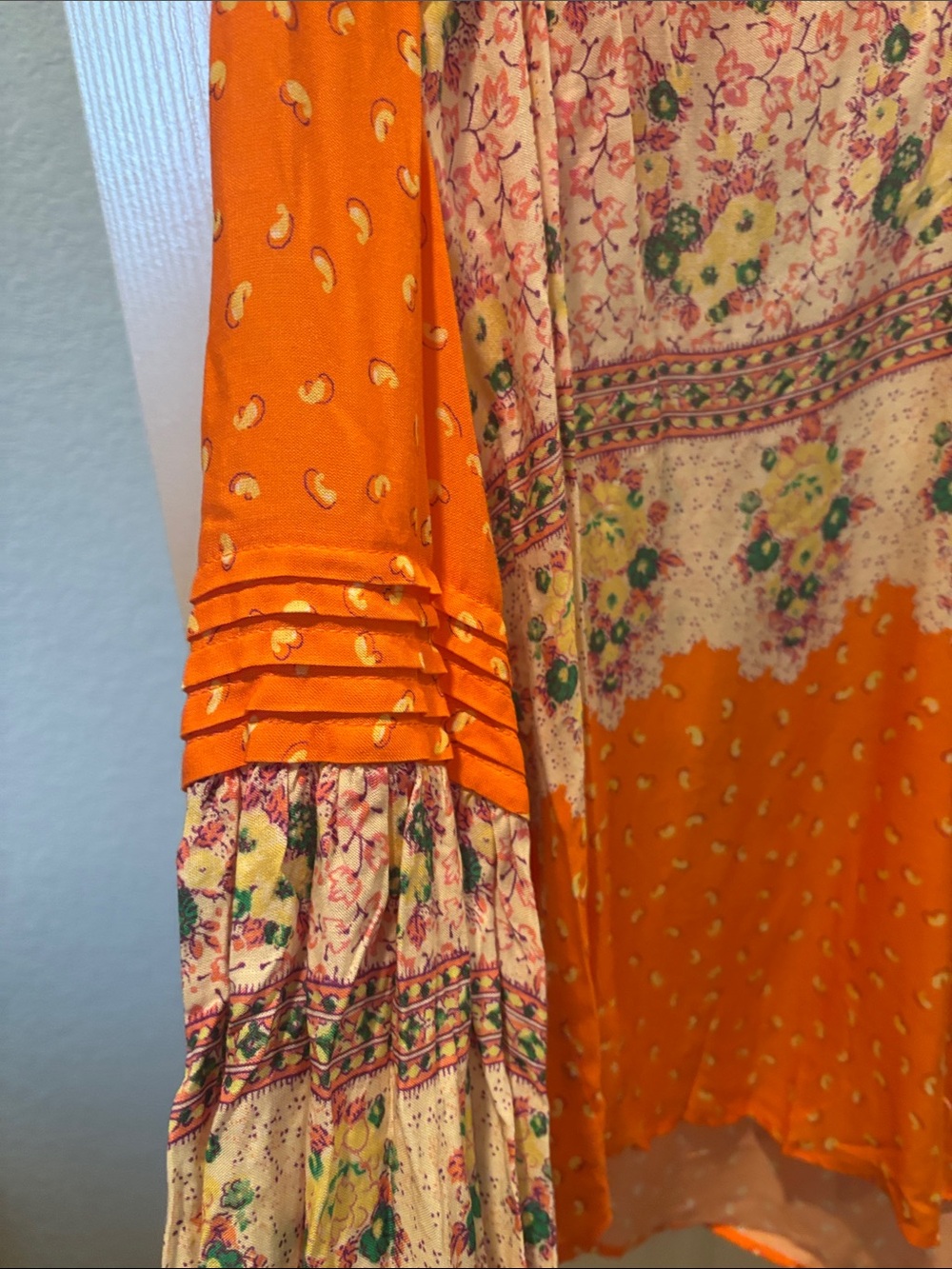 Anthropologie Maeve Ceresco Orange Floral Boho Peasant Blouse Top Size Medium - Picture 4 of 7